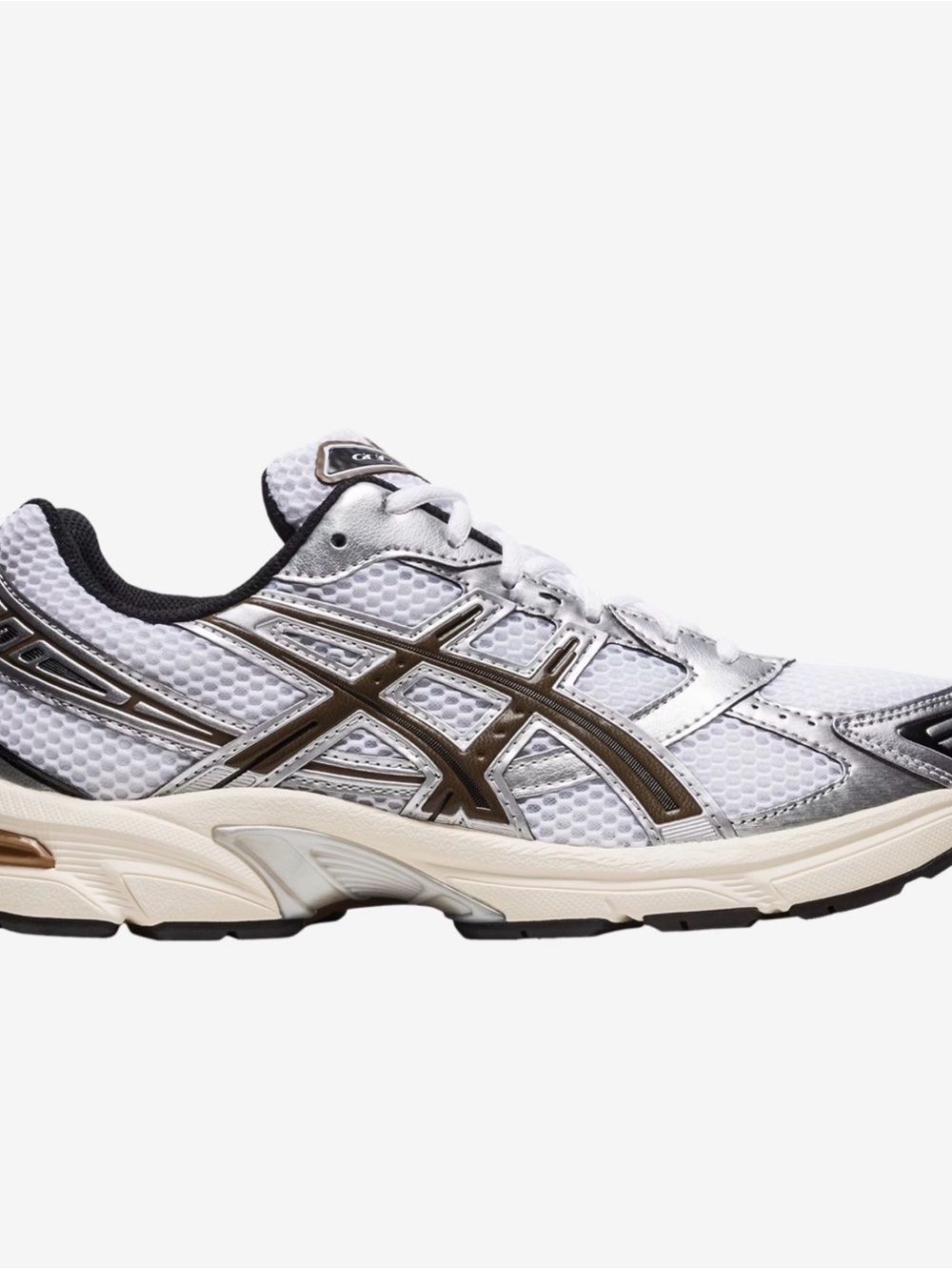 Asics White, Black & Brown Men's Mesh Running Sneaker